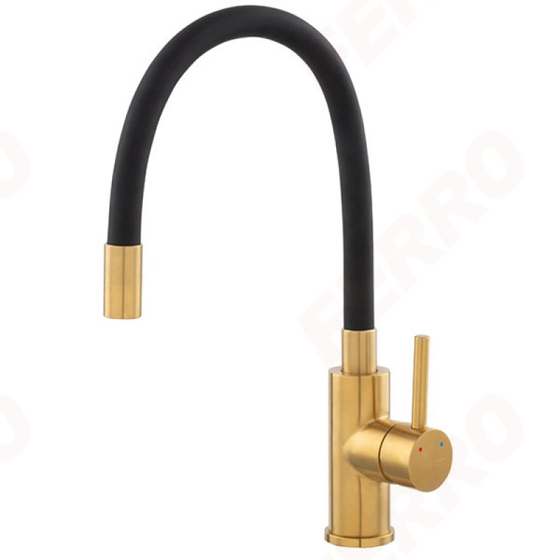 Zumba BRUSHED GOLD - standing sink mixer with flexible spout 