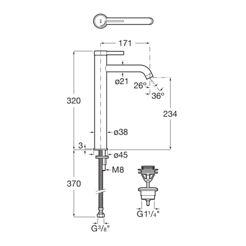 BASIN MIXER ONA XL-SIZE
